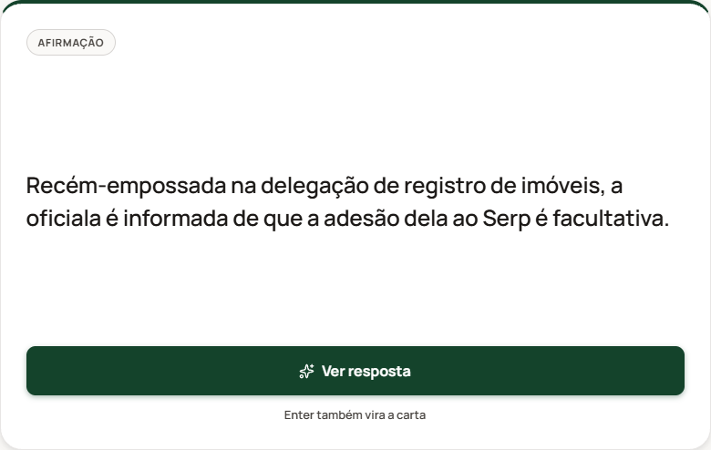 Frente de um flashcard com uma afirmação da prova ENAC 2025.1